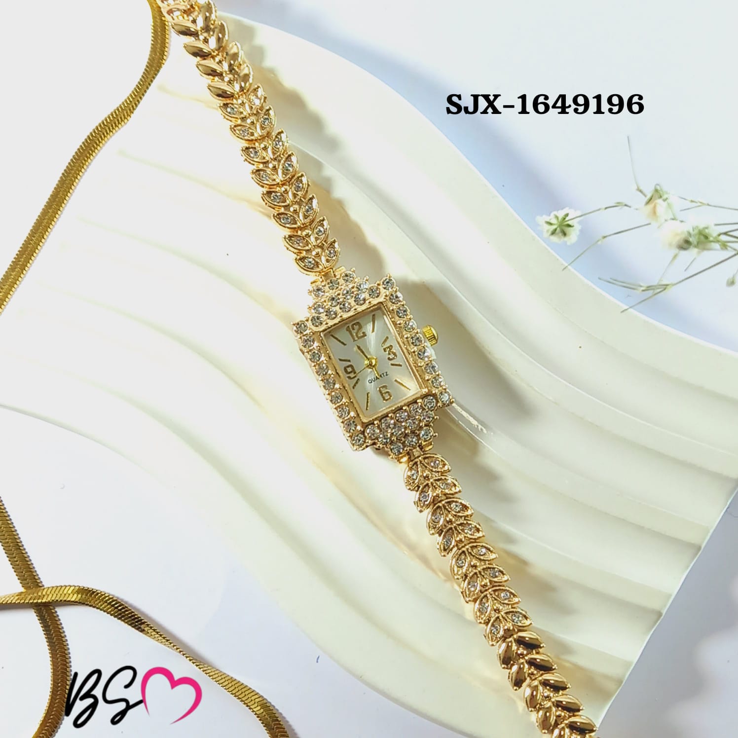 Elegance Imported Korean Shape Trending Leaf Watch for Women - Black