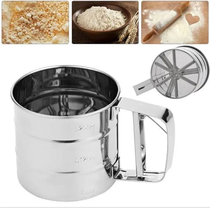 Flour Sifter Stainless Steel – Double Layer Fine Mesh Baking Sifter